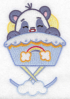 Embroidery Design: Baby panda in cradle large 3.36w X 4.98h