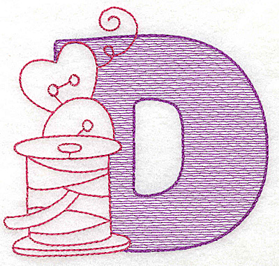 Embroidery Design: D large 4.75w X 5.12h