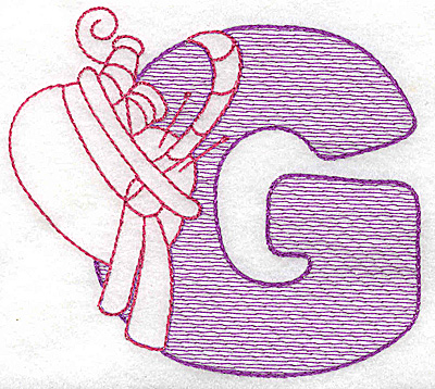 Embroidery Design: G large 4.43w X 5.00h
