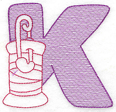 Embroidery Design: K large 4.25w X 4.43h
