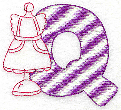 Embroidery Design: Q large 4.43w X 5.12h