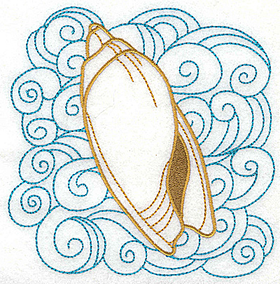 Embroidery Design: Seashell A with swirls large 4.93w X 4.95h