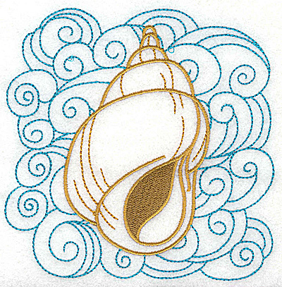 Embroidery Design: Seashell B with swirls large 4.93w X 4.94h