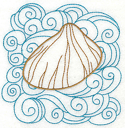 Embroidery Design: Clam shell 1 with large swirls 4.97w X 4.98h