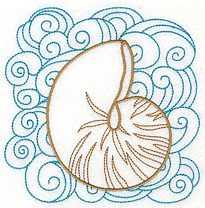 Embroidery Design: Seashell C with swirls large 4.97w X 4.98h