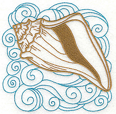 Embroidery Design: Seashell E with swirls large 4.97w X 4.98h