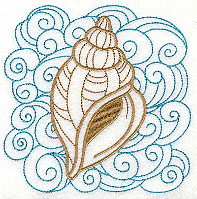 Embroidery Design: Seashell F with swirls large 4.95w X 4.97h