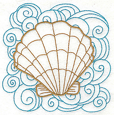 Embroidery Design: Clam shell 2 with large swirls 4.96w X 4.97h