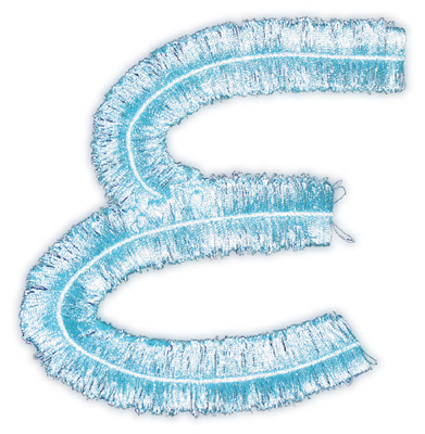 Embroidery Design: Script Fringe Letter E4.27" x 4.61"