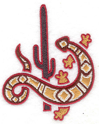 Embroidery Design: Gecko with cactus 3.13w X 3.89h