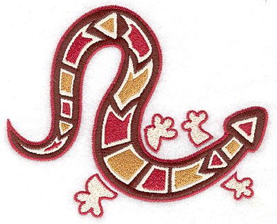 Embroidery Design: Gecko C with brown applique 5.31w X 4.31h