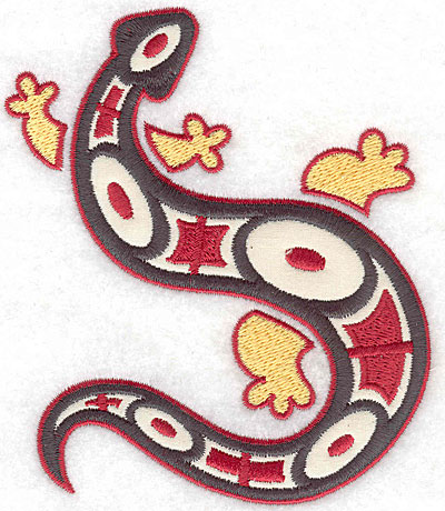 Embroidery Design: Gecko F with ivory applique 4.07w X 4.86h
