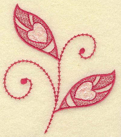 Embroidery Design: Hearts and leaves 3.33w X 3.83h