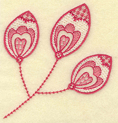 Embroidery Design: Hearts and leaf trio 3.62w X 3.83h