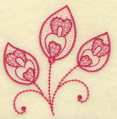 Embroidery Design: Heart swirls and leaf trio 3.70w X 3.84h
