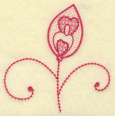 Embroidery Design: Floral bud hearts 3.79w x 3.85h