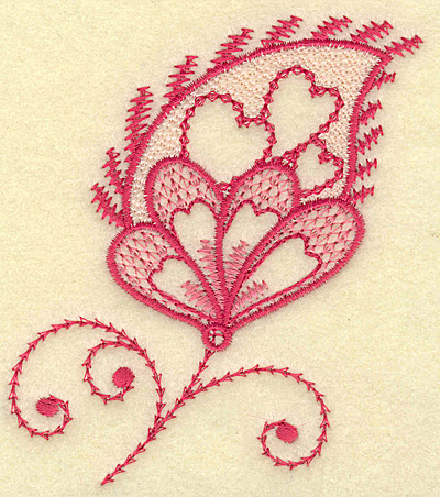 Embroidery Design: Floral heart and swirls 3.44w X 3.87h