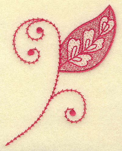 Embroidery Design: Leaf hearts and swirls 2.95w X 3.87h