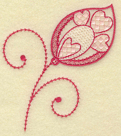 Embroidery Design: Leaf hearts and swirls 3.38w X 3.85h