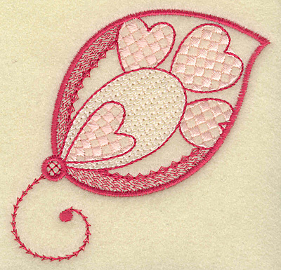 Embroidery Design: Large leaf and hearts 3.68w X 3.71h