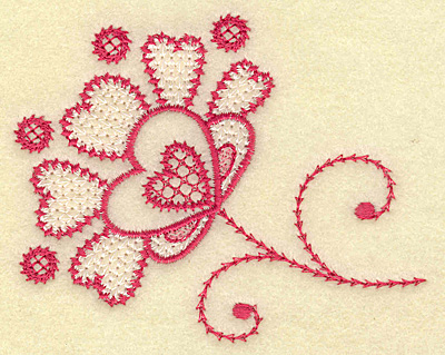 Embroidery Design: Floral hearts and swirls 3.85w X 3.08h