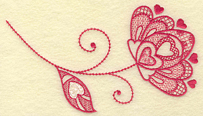 Embroidery Design: Floral hearts and leaf medium 6.88w X 3.79h
