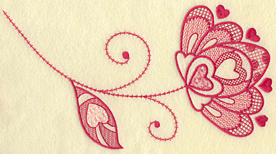Embroidery Design: Floral hearts and leaf jumbo 10.31w X 5.68h