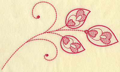 Embroidery Design: Hearts and leaves trio jumbo 10.37w X 6.17h
