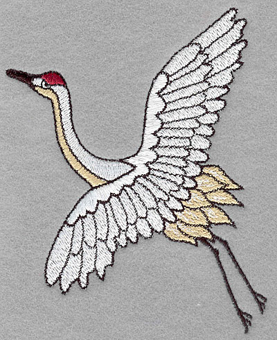 Embroidery Design: Crane large  5.00"h x 4.21"w