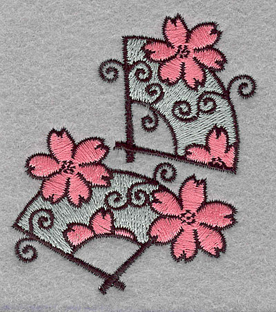 Embroidery Design: Floral fans large  3.00"h x 2.45"w