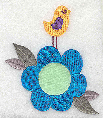 Embroidery Design: Flower applique with bird large 3.29w X 3.89h