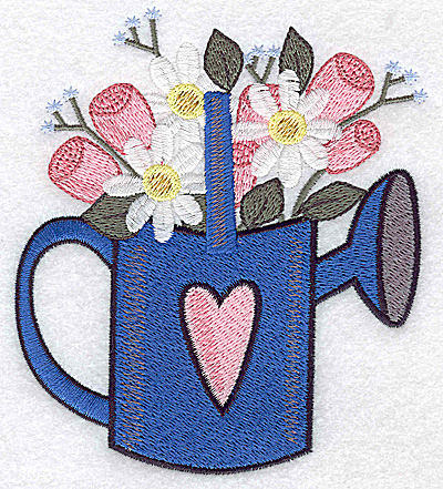 Embroidery Design: Watering can with heart and flowers large 4.30w X 4.93h