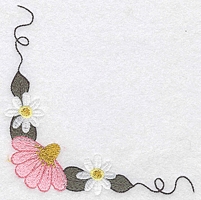 Embroidery Design: Daisy echinacea and vines large 4.91w X 4.79h