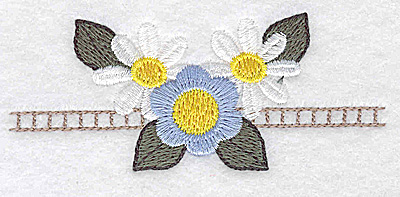Embroidery Design: Daisies and periwinkle 3.87w X 1.62h