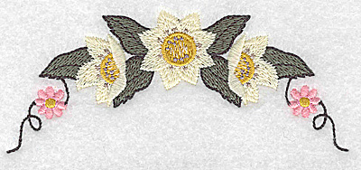 Embroidery Design: Floral arc with vines 4.97w X 2.05h