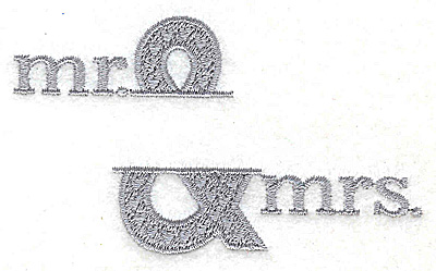 Embroidery Design: Mr. & Mrs.  Small 3.69w X 2.17h