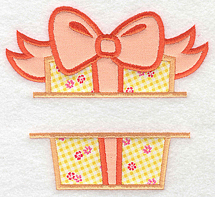 Embroidery Design: Present box with bow double applique 5.47w X 4.95h