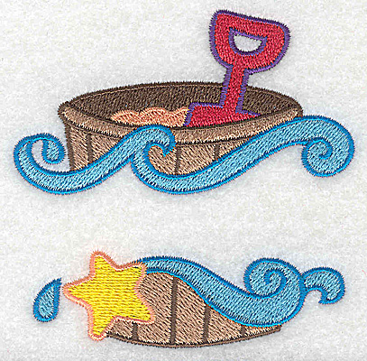 Embroidery Design: Beach pail and shovel small 3.51w X 3.53h