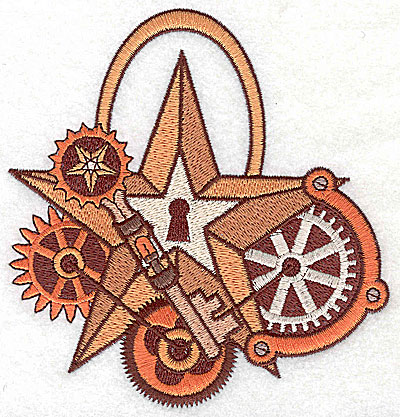 Embroidery Design: Steampunk star with gears large 4.78w X 4.98h