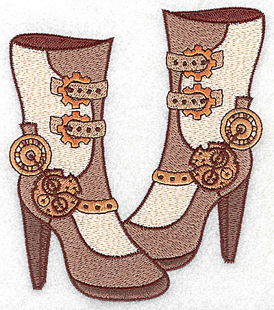 Embroidery Design: Steampunk ladies boots large 4.28w X 4.94h