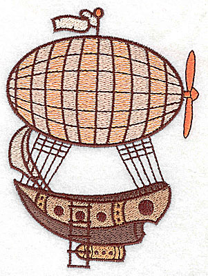 Embroidery Design: Steampunk ship with hot air balloon large 3.64w X 4.93h