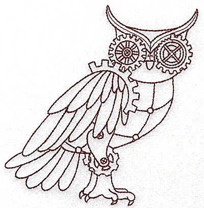 Embroidery Design: Steampunk owl single colour 4.64w X 4.96h