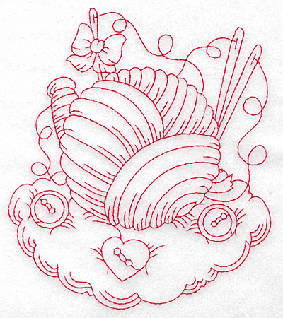Embroidery Design: Ball of wool redwork large 4.82w X 5.55h