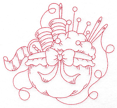 Embroidery Design: Sewing supplies redwork large 5.60wX 5.12h