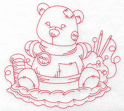 Embroidery Design: Teddy bear redwork large 5.68w X 5.18h