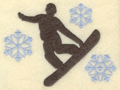 Embroidery Design: Snowboarder with snowflakes large5.09w X 3.74h