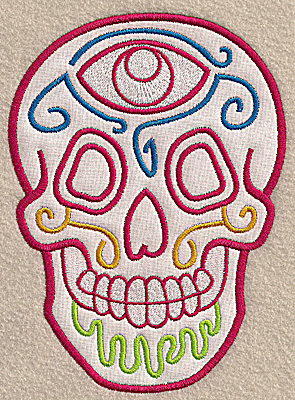 Embroidery Design: Skull F large applique 5.03w X 6.92h