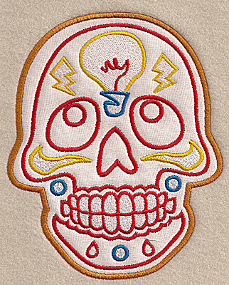 Embroidery Design: Skull J large applique 5.55w X 6.89h