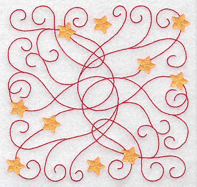 Embroidery Design: Swirls and stars rectangle small 5.00w X 4.88h