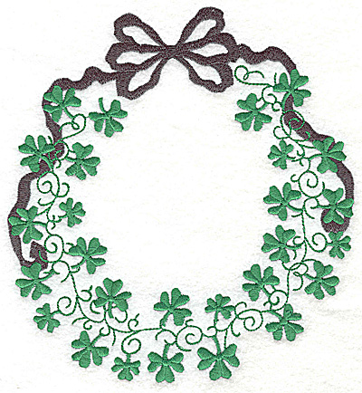 Embroidery Design: Shamrock wreath with bow large 6.43w X 6.94h